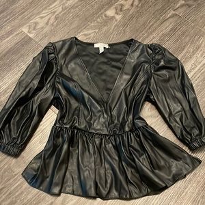 ASOS Faux Leather Peplum Top | M